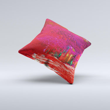Abstract Paint Ink-Fuzed Decorative Throw Pillow